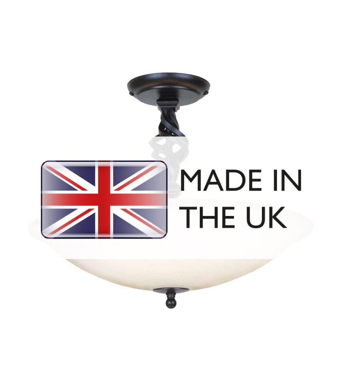 Pembroke 3 Light Semi Flush Ceiling Light Black E14-4