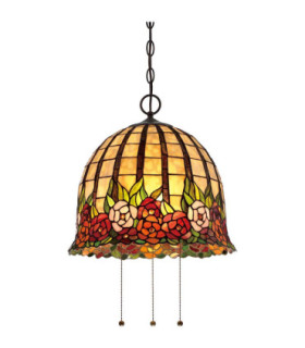 Rosecliffe 3 Light Ceiling Pendant Imperial Bronze Tiffany Style Glass E27-1
