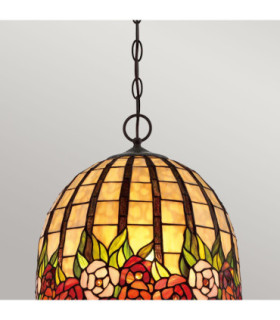Rosecliffe 3 Light Ceiling Pendant Imperial Bronze Tiffany Style Glass E27-2