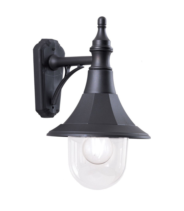 Shannon 1 Light Outdoor Coastal Wall Lantern Light Black Polycarbonate IP44 E27-1