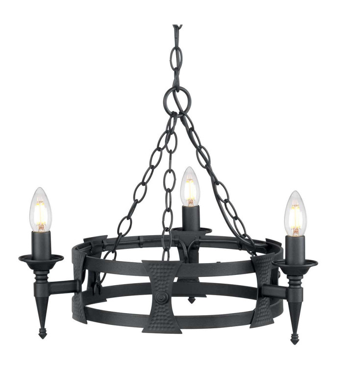 Saxon Chandelier 3 Light Black Finish E14-1