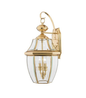 Newbury 2 Light Outdoor Large Wall Lantern Light Polished Brass IP44 E14-1