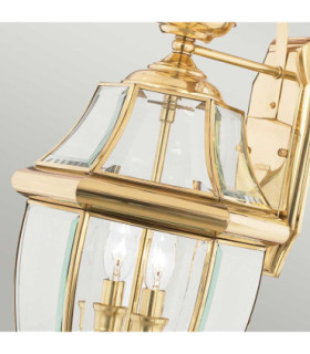 Newbury 2 Light Outdoor Large Wall Lantern Light Polished Brass IP44 E14-2