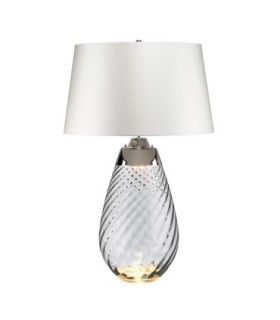 Lena 2 Light Large Smoke Table Lamp with Off-white Shade Smoke-tinted Glass  Off-White Shade E27-1