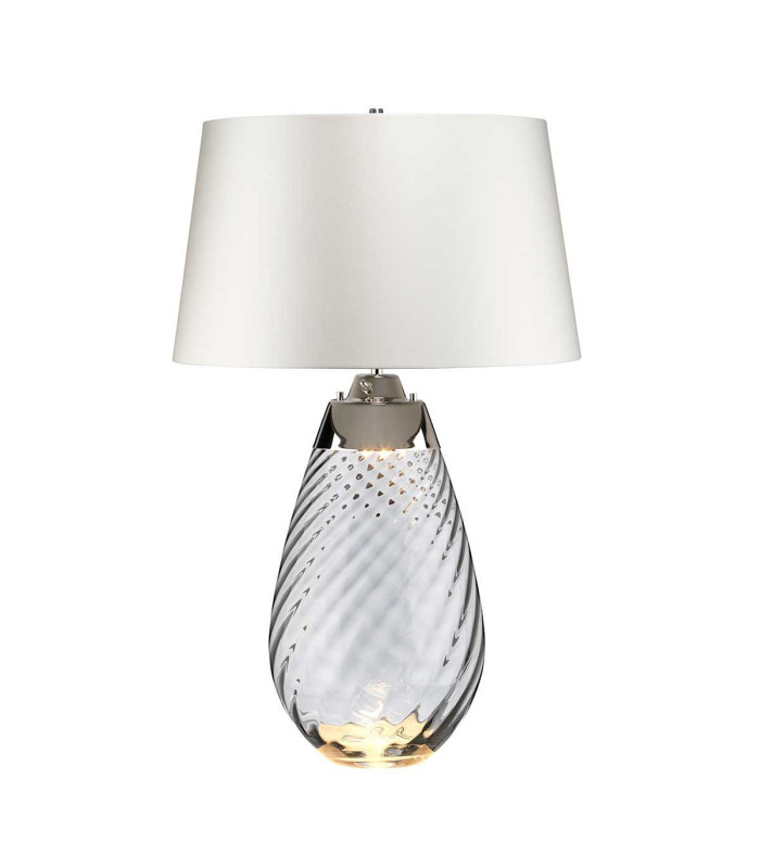 Lena 2 Light Large Smoke Table Lamp with Off-white Shade Smoke-tinted Glass  Off-White Shade E27-1