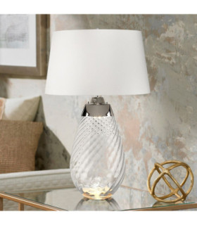 Lena 2 Light Large Smoke Table Lamp with Off-white Shade Smoke-tinted Glass  Off-White Shade E27-2