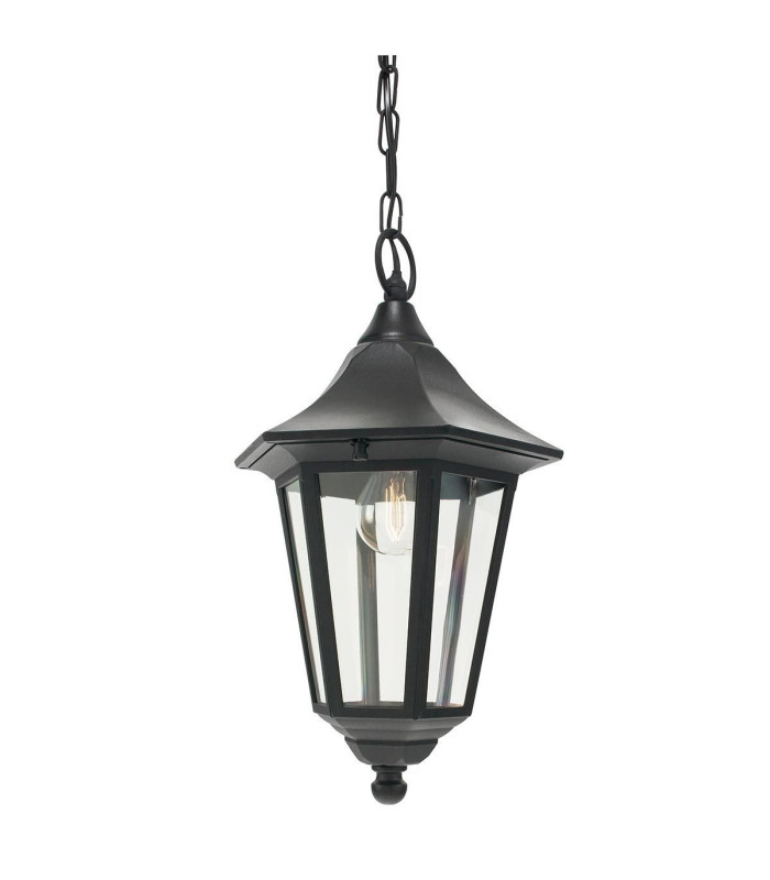 Valencia 1 Light Outdoor Ceiling Chain Lantern Black IP54 E27-1