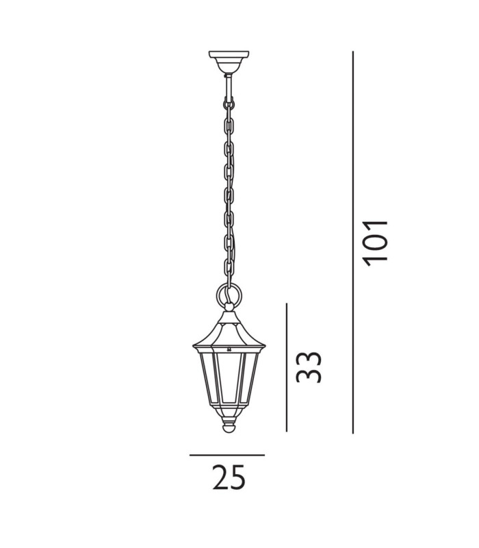 Valencia 1 Light Outdoor Ceiling Chain Lantern Black IP54 E27-5