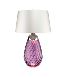Lena 2 Light Large Plum Table Lamp with Off-white Shade Plum-tinted Glass  Off-White Shade E27-1