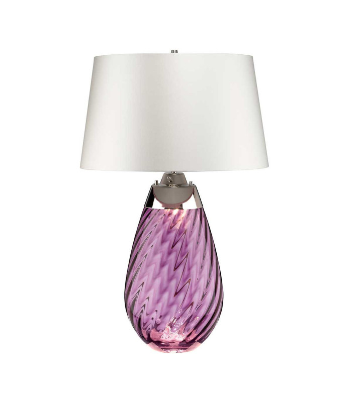 Lena 2 Light Large Plum Table Lamp with Off-white Shade Plum-tinted Glass  Off-White Shade E27-1