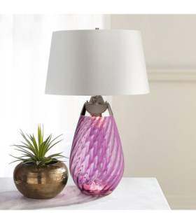 Lena 2 Light Large Plum Table Lamp with Off-white Shade Plum-tinted Glass  Off-White Shade E27-2