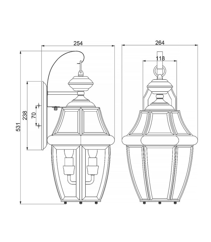 Newbury 2 Light Large Wall Lantern - Aged Copper E14-5