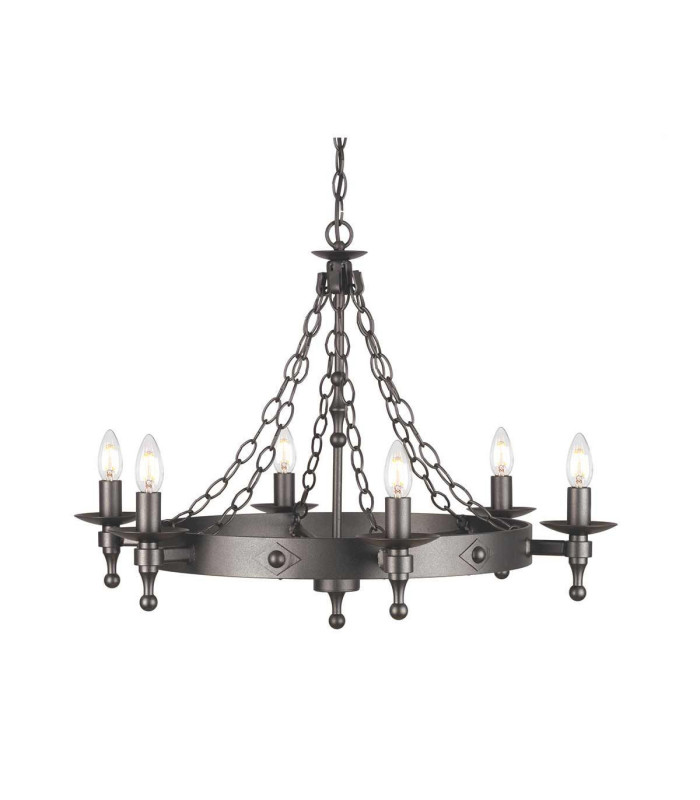Warwick 6 Light Chandelier Graphite Black Finish E14-1