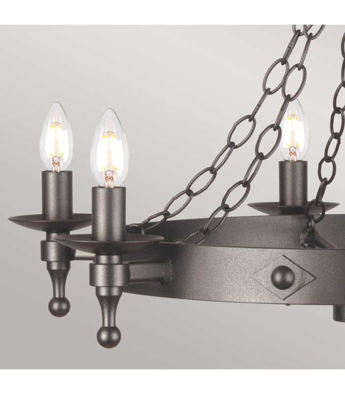Warwick 6 Light Chandelier Graphite Black Finish E14-3