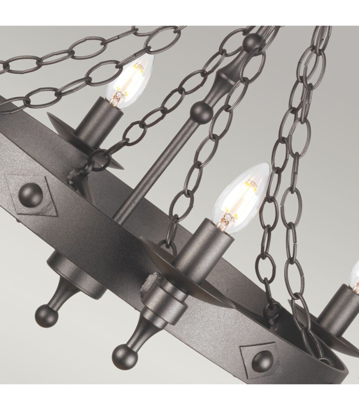 Warwick 6 Light Chandelier Graphite Black Finish E14-5