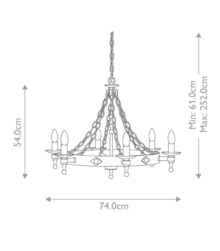 Warwick 6 Light Chandelier Graphite Black Finish E14-6