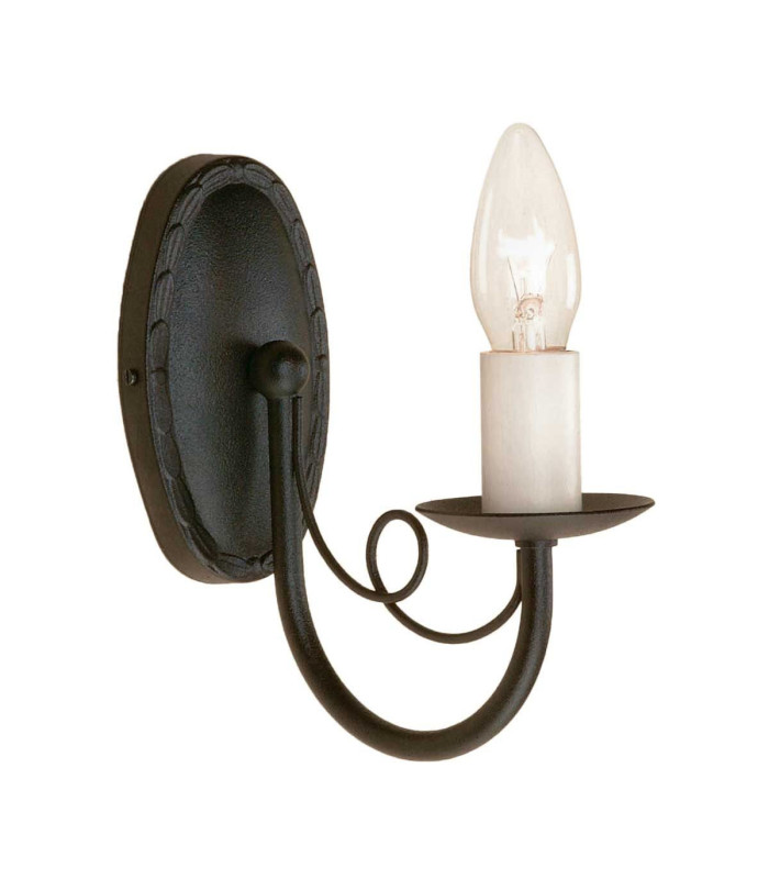 Minster 1 Light Indoor Candle Wall Light Black E14-1