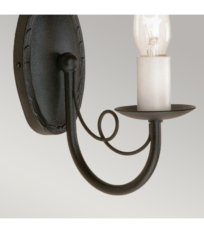 Minster 1 Light Indoor Candle Wall Light Black E14-2