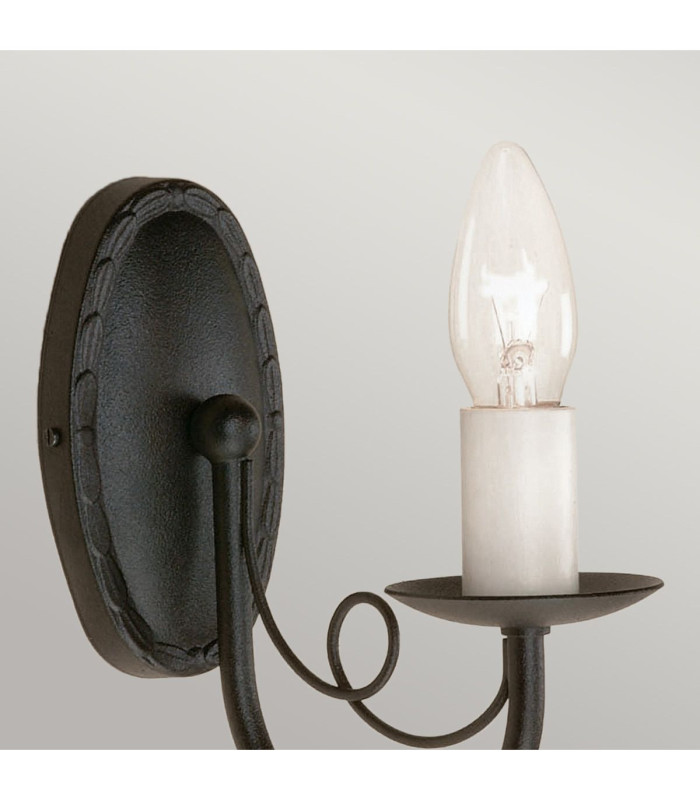 Minster 1 Light Indoor Candle Wall Light Black E14-3