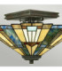 Inglenook 2 Light Tiffany Semi Flush Ceiling Light Bronze E27-2