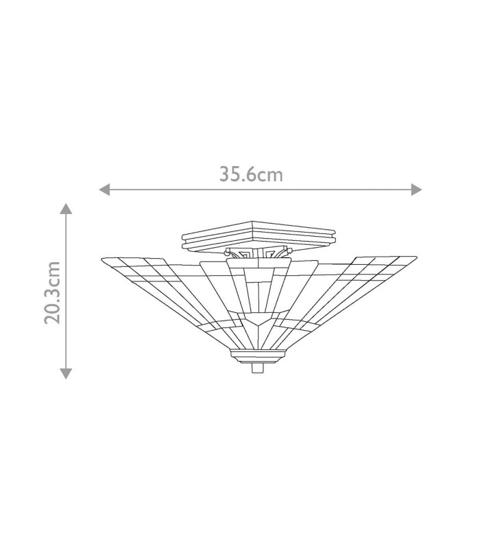 Inglenook 2 Light Tiffany Semi Flush Ceiling Light Bronze E27-4