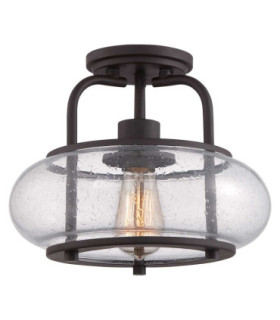 Trilogy 1 Light Small Semi Flush Ceiling Light Old Bronze E27-1