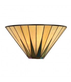 1 Light Indoor Star Tiffany Wall Uplighter Dark Bronze, Amber, E14 - 1