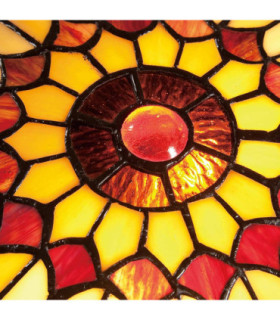 West End 2 Light Flush Ceiling Light Vintage Bronze Tiffany Glass E27-2