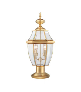 Newbury 2 Light Outdoor Pedestal Light Polished Brass IP44 E14-1
