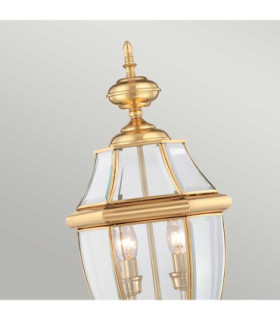 Newbury 2 Light Outdoor Pedestal Light Polished Brass IP44 E14-2