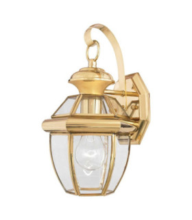 Newbury 1 Light Outdoor Small Wall Lantern Light Polished Brass IP44 E27-1