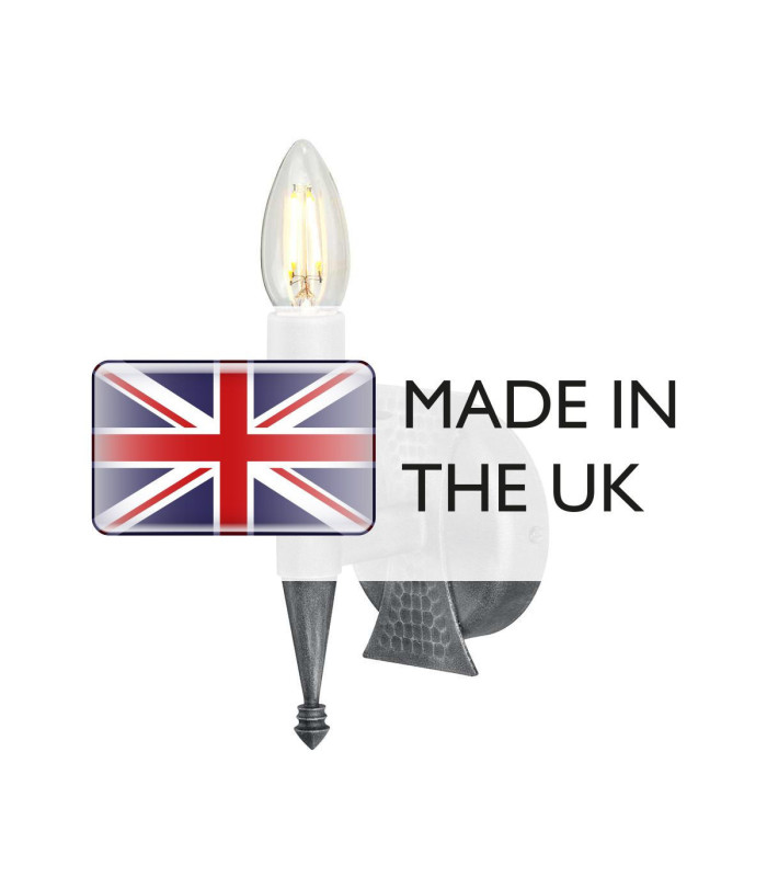 Saxon 1 Light Indoor Candle Wall Light Silver Black E14-4
