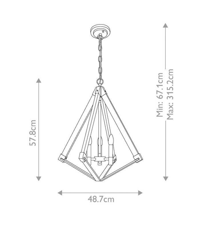 View Point Chandelier 3 Light Brass Finish E14-4