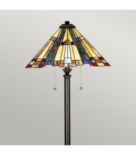 Inglenook 2 Light Floor Lamp Bronze Tiffany Glass E27-2