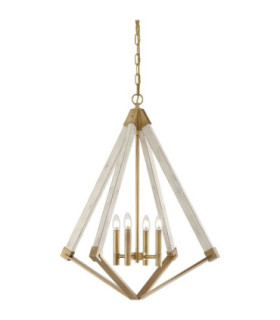 View Point 4 Light Cage Ceiling Pendant - Brass Finish E14-1