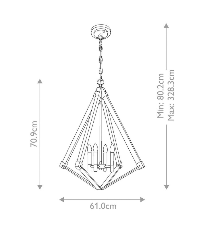 View Point 4 Light Cage Ceiling Pendant - Brass Finish E14-4