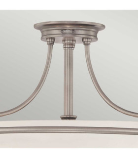 Griffin 3 Light Semi Flush Ceiling Light Antique Nickel E27-2