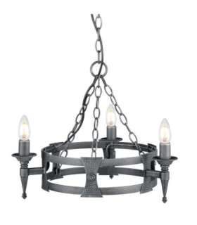 Saxon Chandelier 3 Light Black Silver Finish E14-1