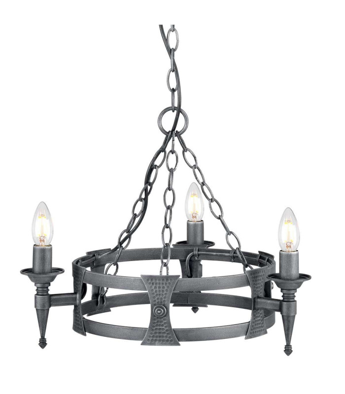 Saxon Chandelier 3 Light Black Silver Finish E14-1