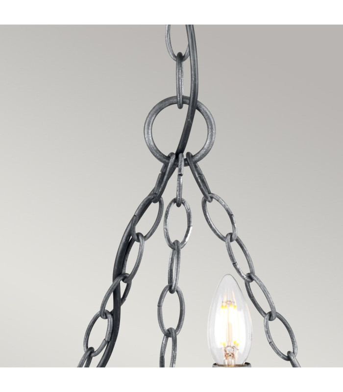 Saxon Chandelier 3 Light Black Silver Finish E14-2