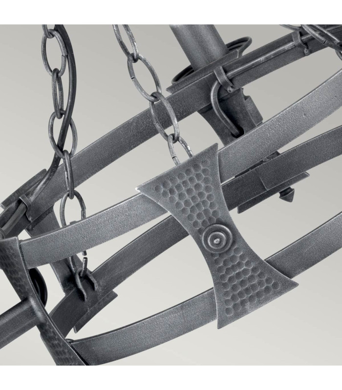 Saxon Chandelier 3 Light Black Silver Finish E14-3