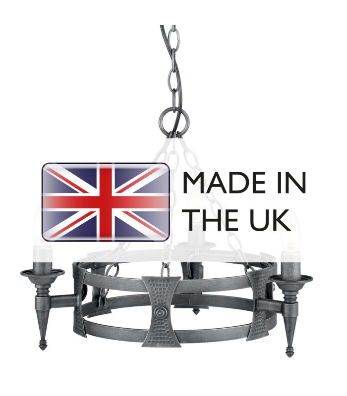 Saxon Chandelier 3 Light Black Silver Finish E14-4