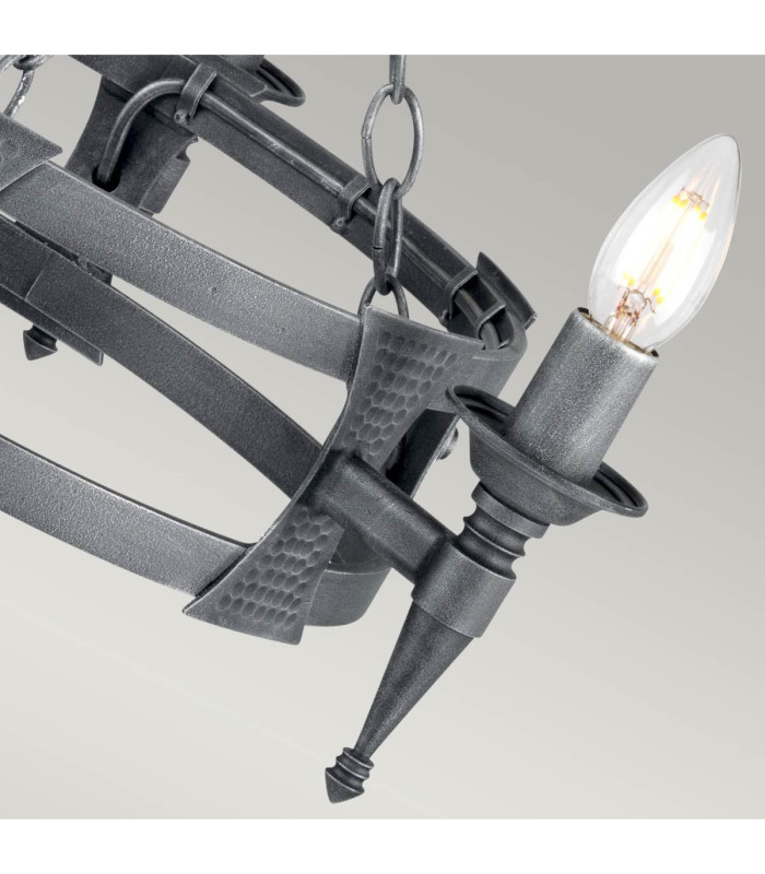 Saxon Chandelier 3 Light Black Silver Finish E14-5