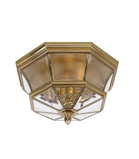 Newbury 3 Light Flush Mount Outdoor Ceiling Light Polished Brass IP44 E14-1