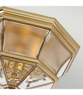 Newbury 3 Light Flush Mount Outdoor Ceiling Light Polished Brass IP44 E14-2