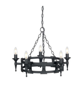 Saxon 5 Light Chandelier Black Finish E14-1