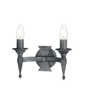 Saxon 2 Light Indoor Candle Wall Light Black Silver E14-1