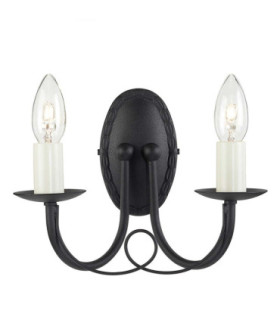 Minster 2 Light Indoor Candle Wall Light Black E14-1