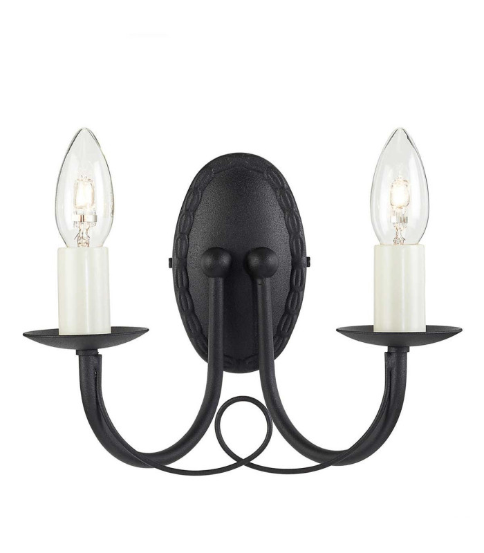 Minster 2 Light Indoor Candle Wall Light Black E14-1