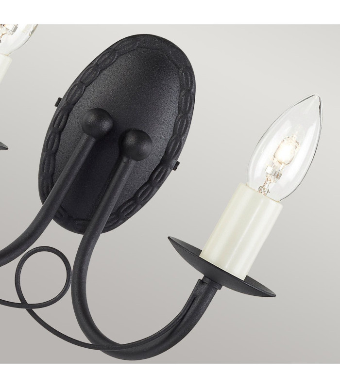 Minster 2 Light Indoor Candle Wall Light Black E14-2